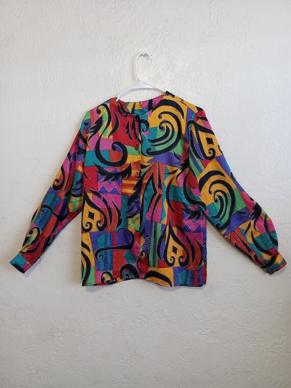 Vintage Brightly Colorful Rainbow print shirt by … - image 2