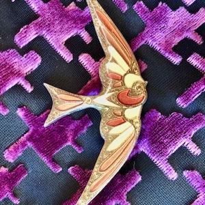 Vintage 1980s Cloisonné Dove Pin
