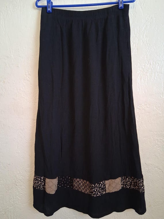 Black skirt with patchwork trim by Koret petites - image 1