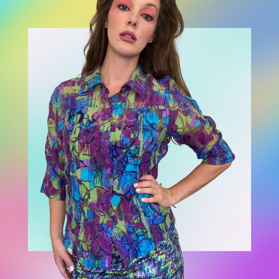 Y2K Westbound Floral Button Up Blouse - image 2