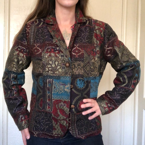 Vintage 1990s Erin London Carpet Bag Jacket, Size Large, Unisex