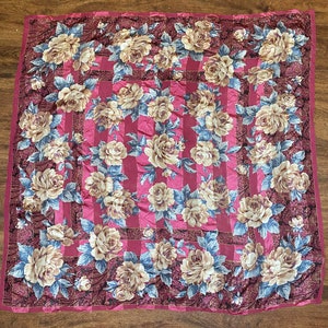 Vintage Lancetti Milan Rose Floral Silk Scarf