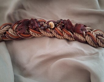 Braided Rope Belt with Koi Fish Design by Carolyn Tanner