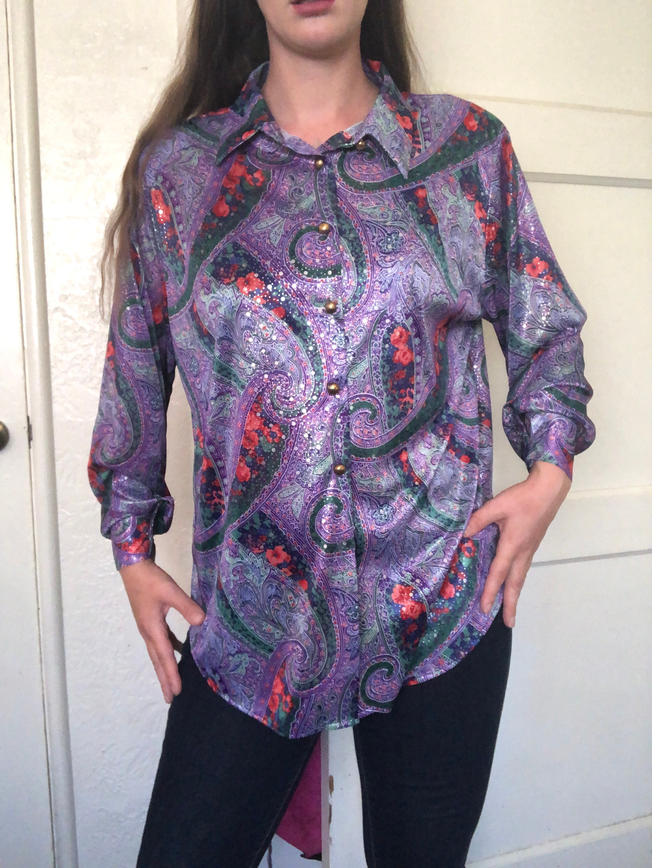 Purple paisley shirt - Etsy 日本