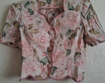 Vintage 80er Jahre viktorianisches Cabbage Rose Mieder