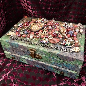 Vintage Upcycled Magical Fairy Jewelry Box, Hand Decorated by Abracadebora