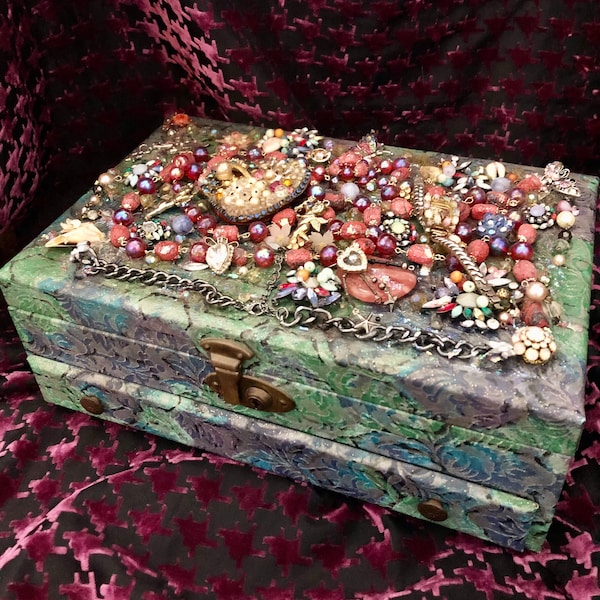 Vintage Upcycled Magical Fairy Jewelry Box, Hand Decorated by Abracadebora