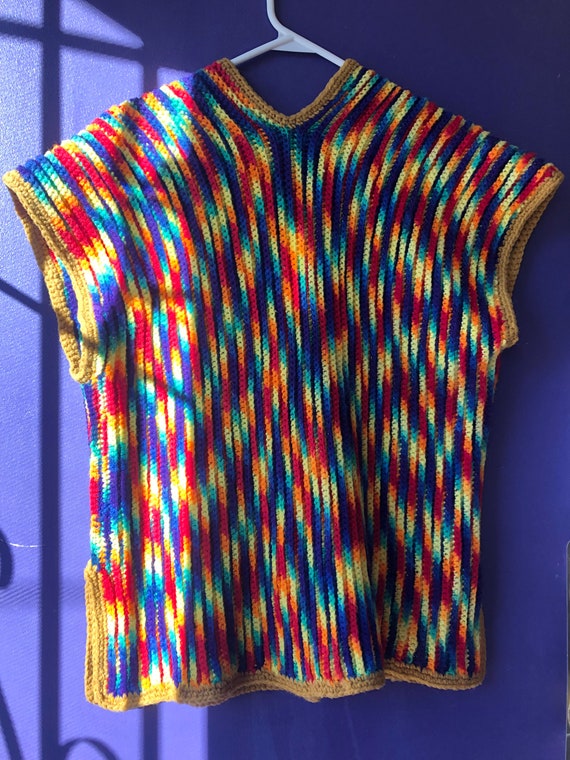 1970s Vintage Hand Knit Rainbow Vest - image 6