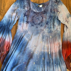 1980s Vintage Upcycled Sea Witch Moon Goddess Dress, Vintage Tie-Dyed Boho Dress, Halloween Costume, Cosplay, Size Large image 3