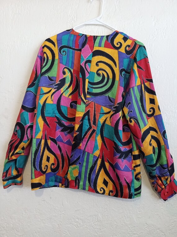 Vintage Brightly Colorful Rainbow print shirt by … - image 9