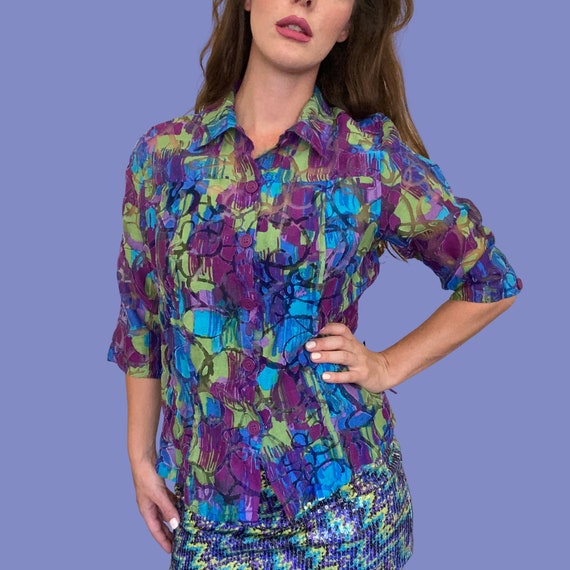 Y2K Westbound Floral Button Up Blouse