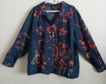 Chaqueta vaquera estilo cambray con bordados de lentejuelas estilo art déco de Alex Kim