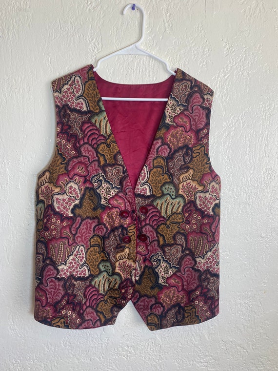 Vintage Floral and Satin Vest Handmade from the 1… - image 2