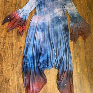 1980s Vintage Upcycled Sea Witch Moon Goddess Dress, Vintage Tie-Dyed Boho Dress, Halloween Costume, Cosplay, Size Large image 2