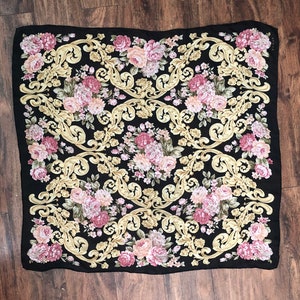Elegante bufanda floral de la década de 1990, Vintage