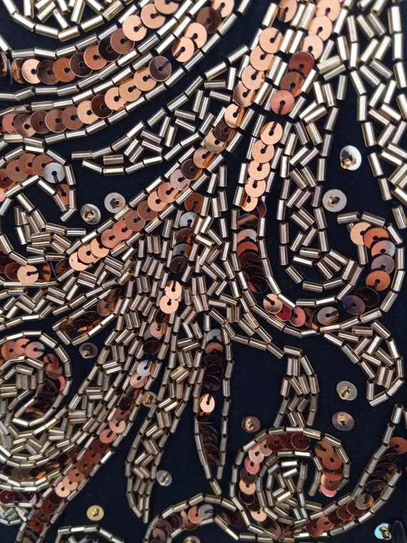 Vintage Sequined Top Paisley Design Gold Copper a… - image 6