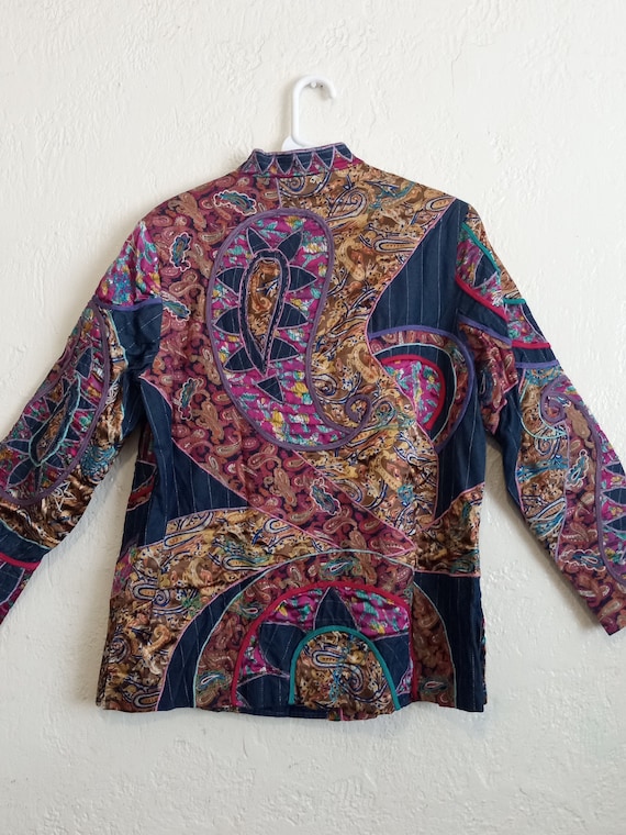 Vintage Quilted Patchwork Beaded Tunic Jacket by S