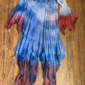 1980s Vintage Upcycled Sea Witch Moon Goddess Dress, Vintage Tie-Dyed Boho Dress, Halloween Costume, Cosplay, Size Large image 5