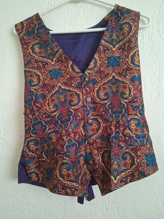 Rich Colorful Print Reversable Handmade Vest by S… - image 5