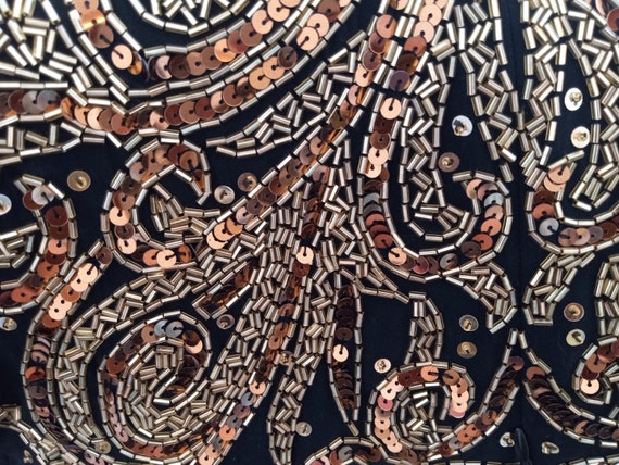 Vintage Sequined Top Paisley Design Gold Copper a… - image 9