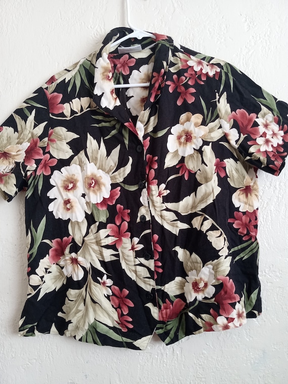Tropical Floral Print Shirt by Alfred Dunner - Etsy