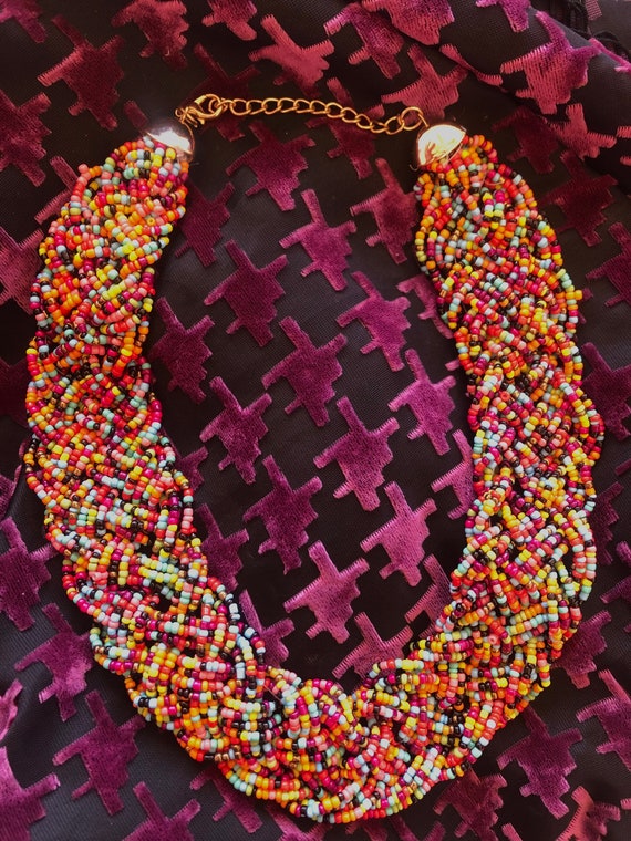 Vintage 1990s Multicolored Beaded Necklace