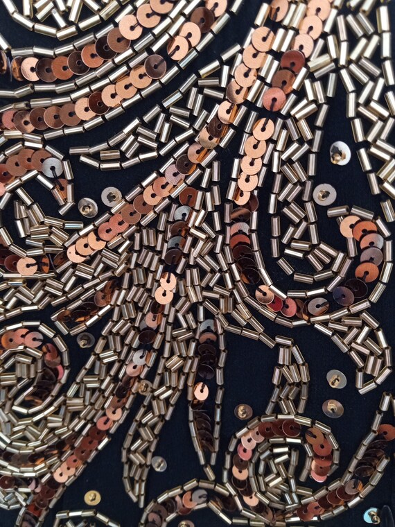 Vintage Sequined Top Paisley Design Gold Copper a… - image 10