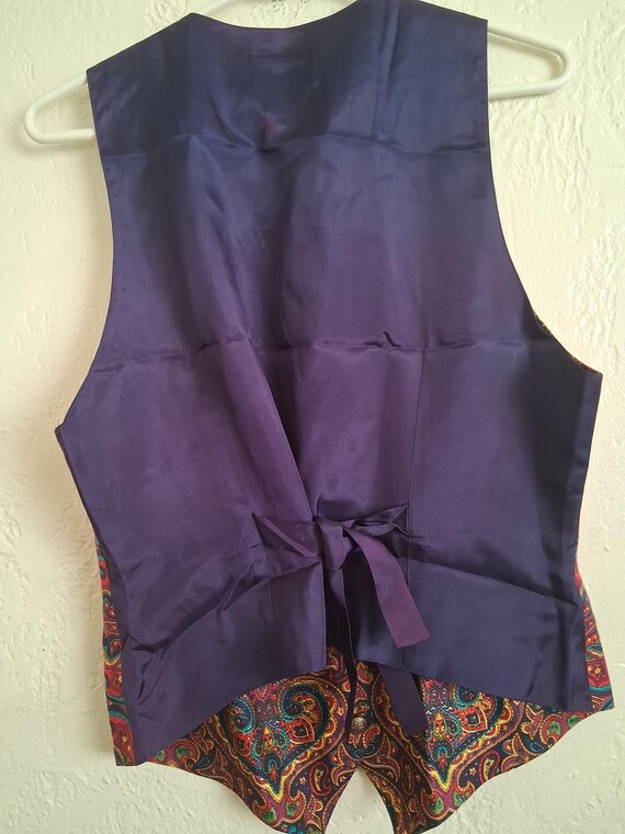 Rich Colorful Print Reversable Handmade Vest by S… - image 3
