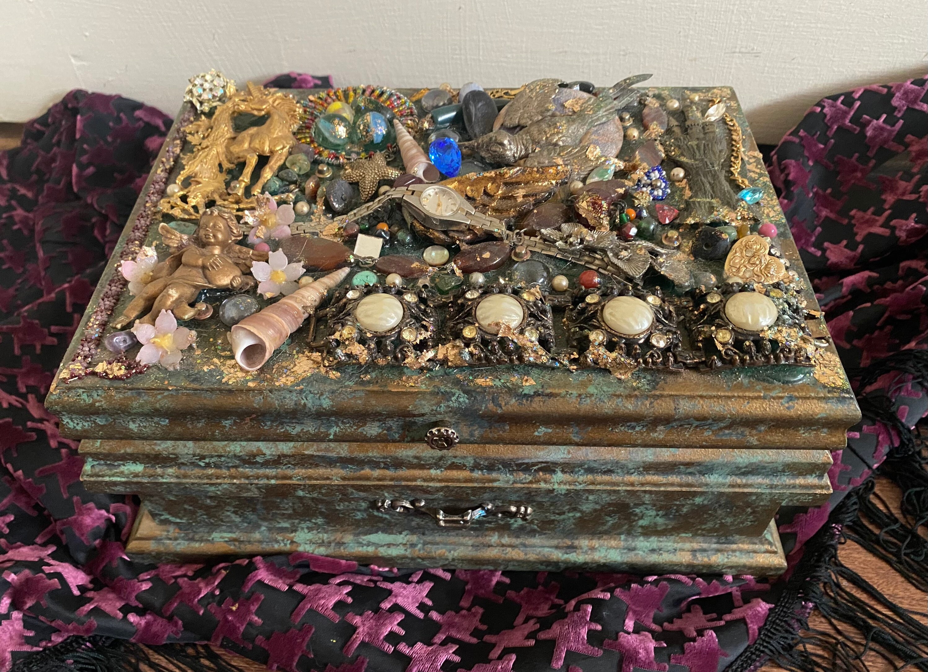 Hand Decorated Magic Jewelry Box With Vintage Gems Etsy