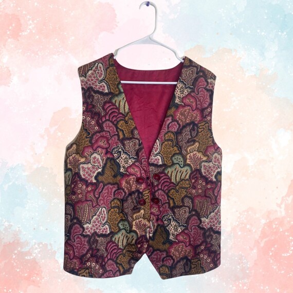 Vintage Floral and Satin Vest Handmade from the 1… - image 1