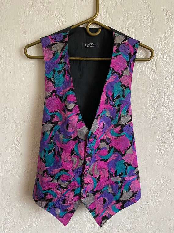 1990s Lord West Formal Vest, Abstract and Colorful - image 3