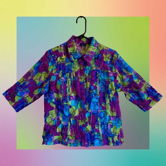 Y2K Westbound Floral Button Up Blouse - image 3
