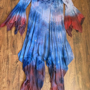 1980s Vintage Upcycled Sea Witch Moon Goddess Dress, Vintage Tie-Dyed Boho Dress, Halloween Costume, Cosplay, Size Large image 6