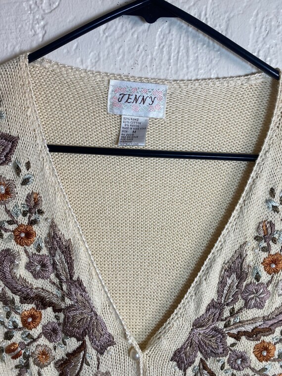 Vintage 1990s "Jenny" Embroidered Cardigan, Size … - image 4