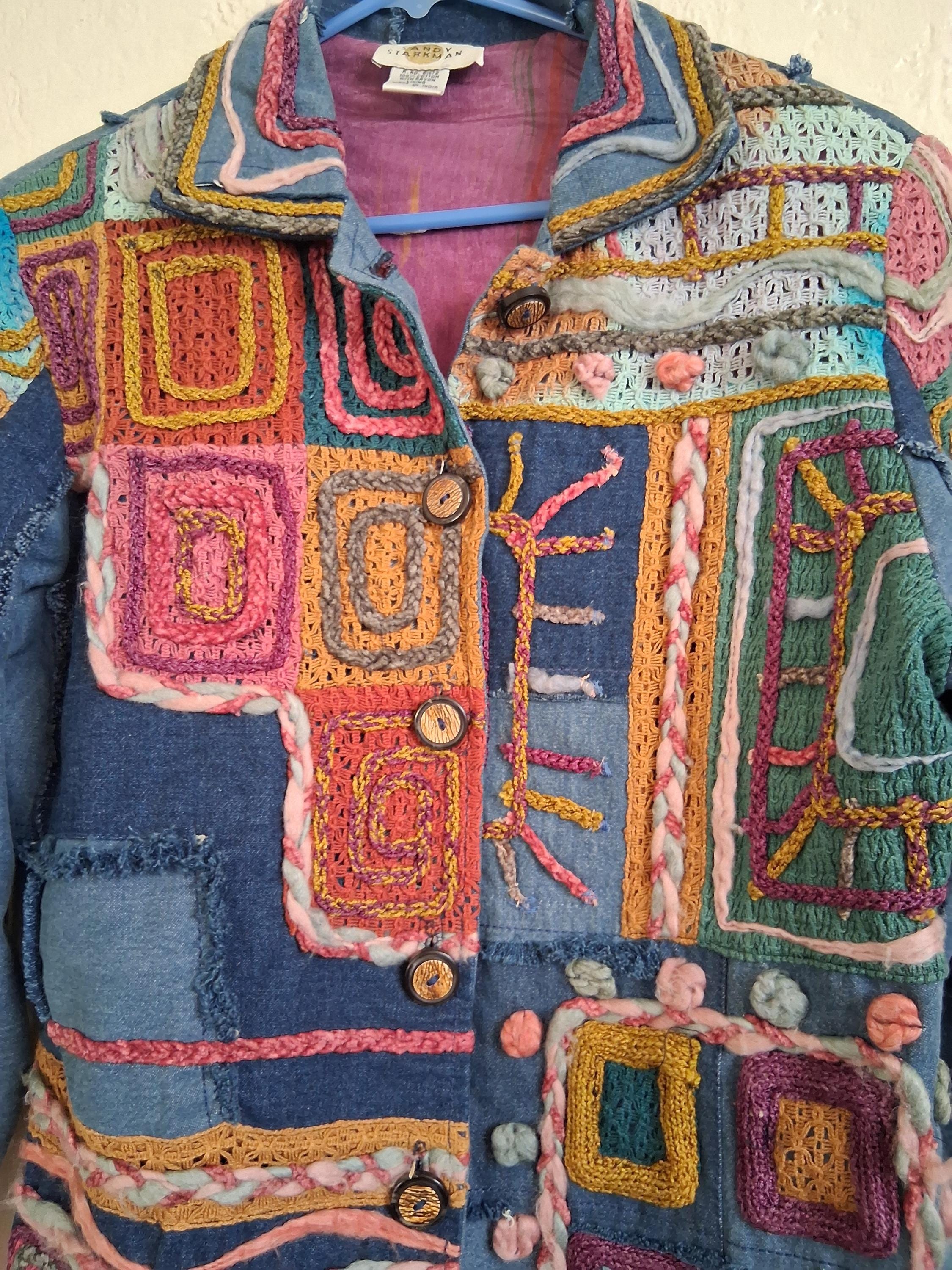 Vintage Rare Find Sandy Starkman Designer Embellished Denim Art to
