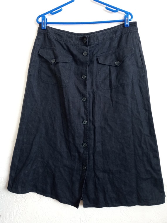 Black Linen button down skirt by Ralph Lauren
