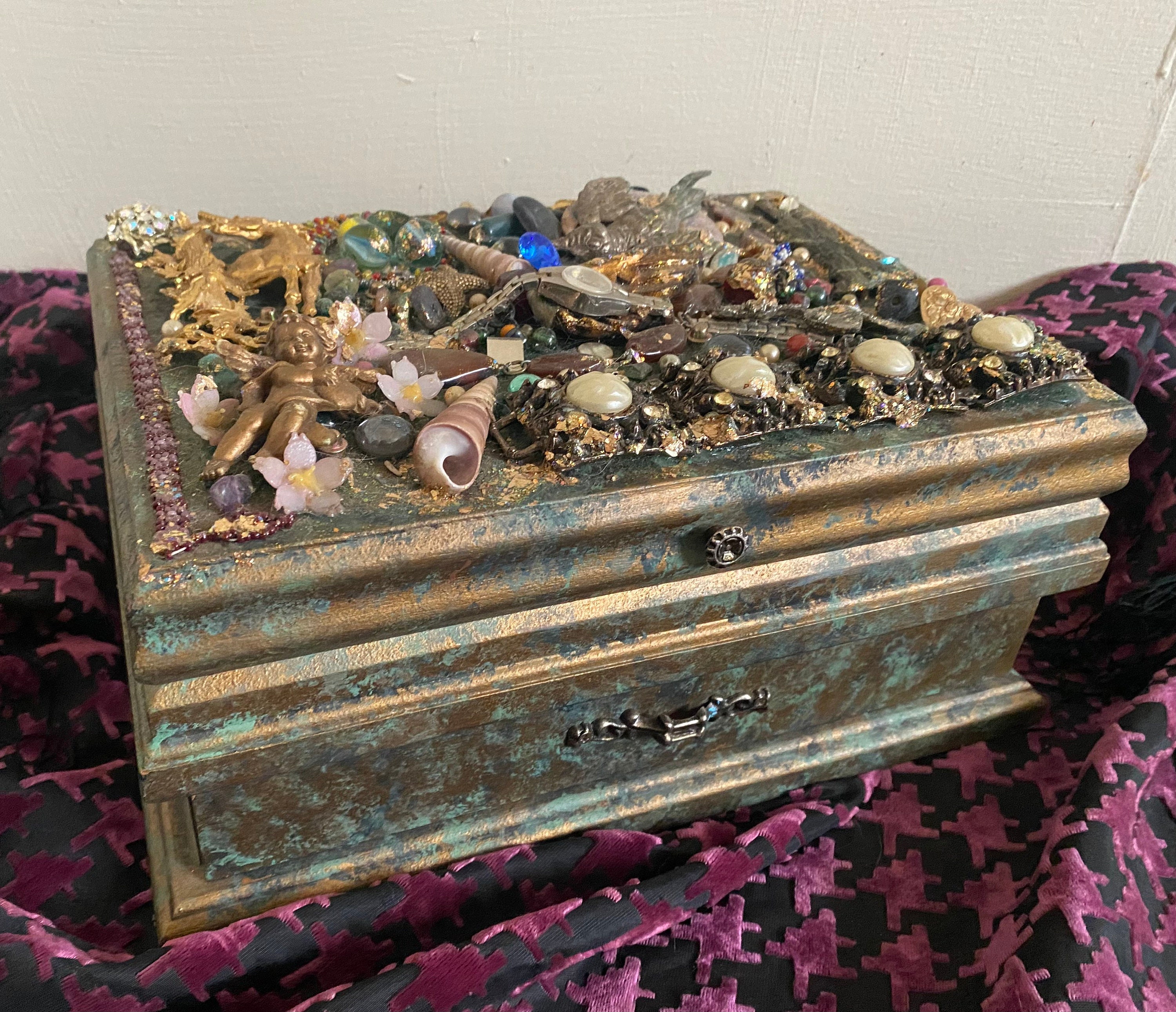 Hand Decorated Magic Jewelry Box With Vintage Gems Etsy
