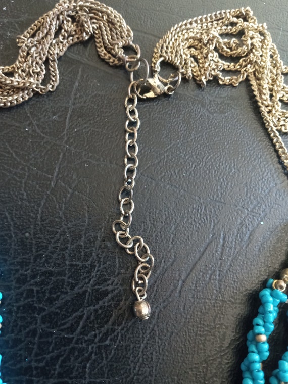 Woven Love Bead necklace, multi strand Bright Blu… - image 4