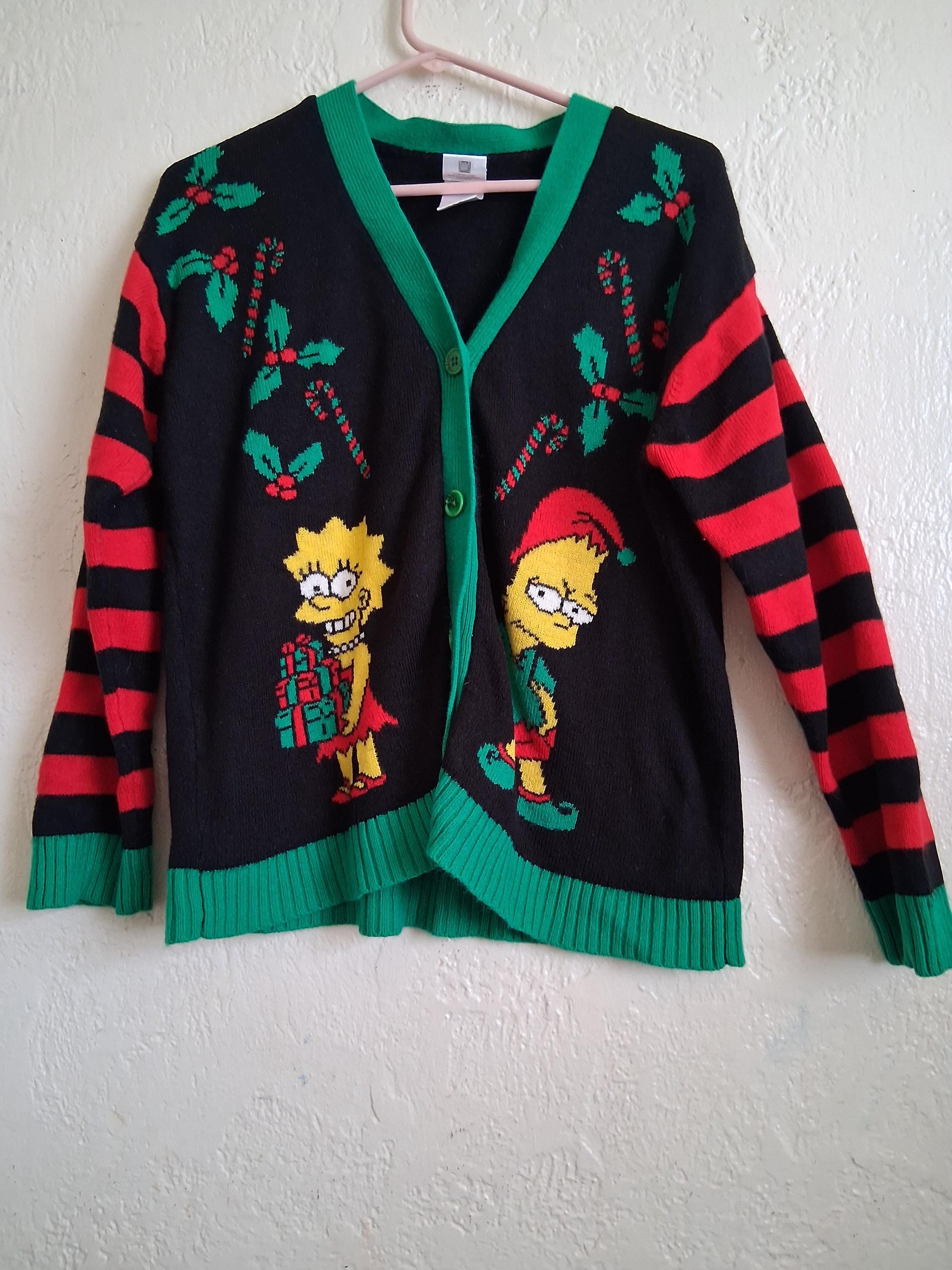 トップス 90s THE SIMPSONS VINTAGE Long Cardigans Bart Simpson Ugly Christmas Sweater Cardigan by the Simpsons 20th