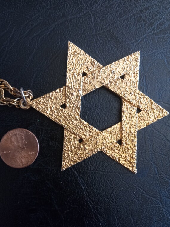 Vintage Gold Tone Star of David Pendant Necklace - image 6