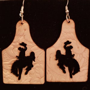 Leather Bronc Rider Earrings