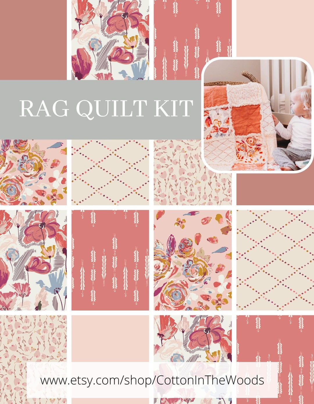 Baby Quilt Kit Rag Quilt Kit for Girls Etsy