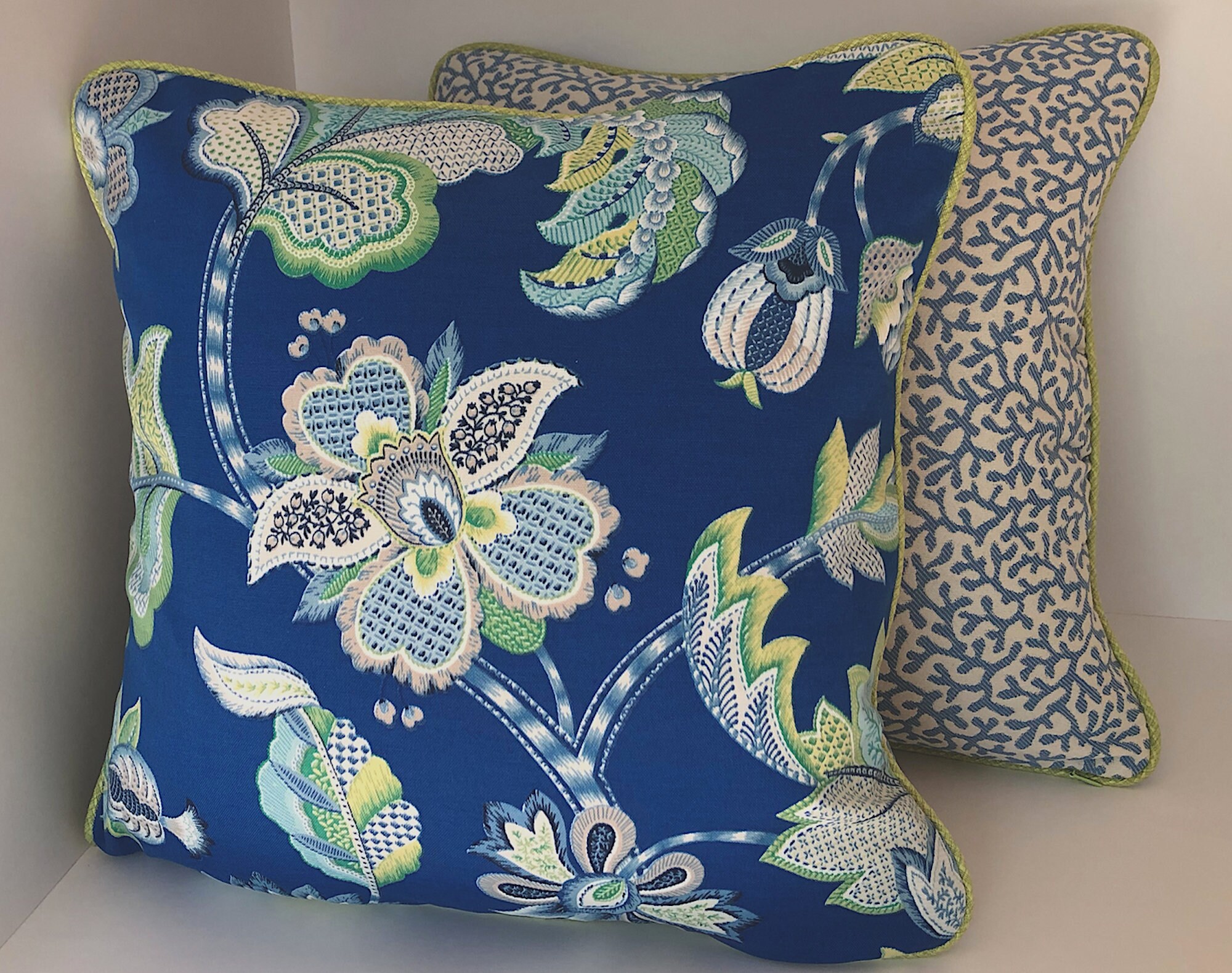 Outdoor blue floral pillow cover blue flowered pillow Etsy