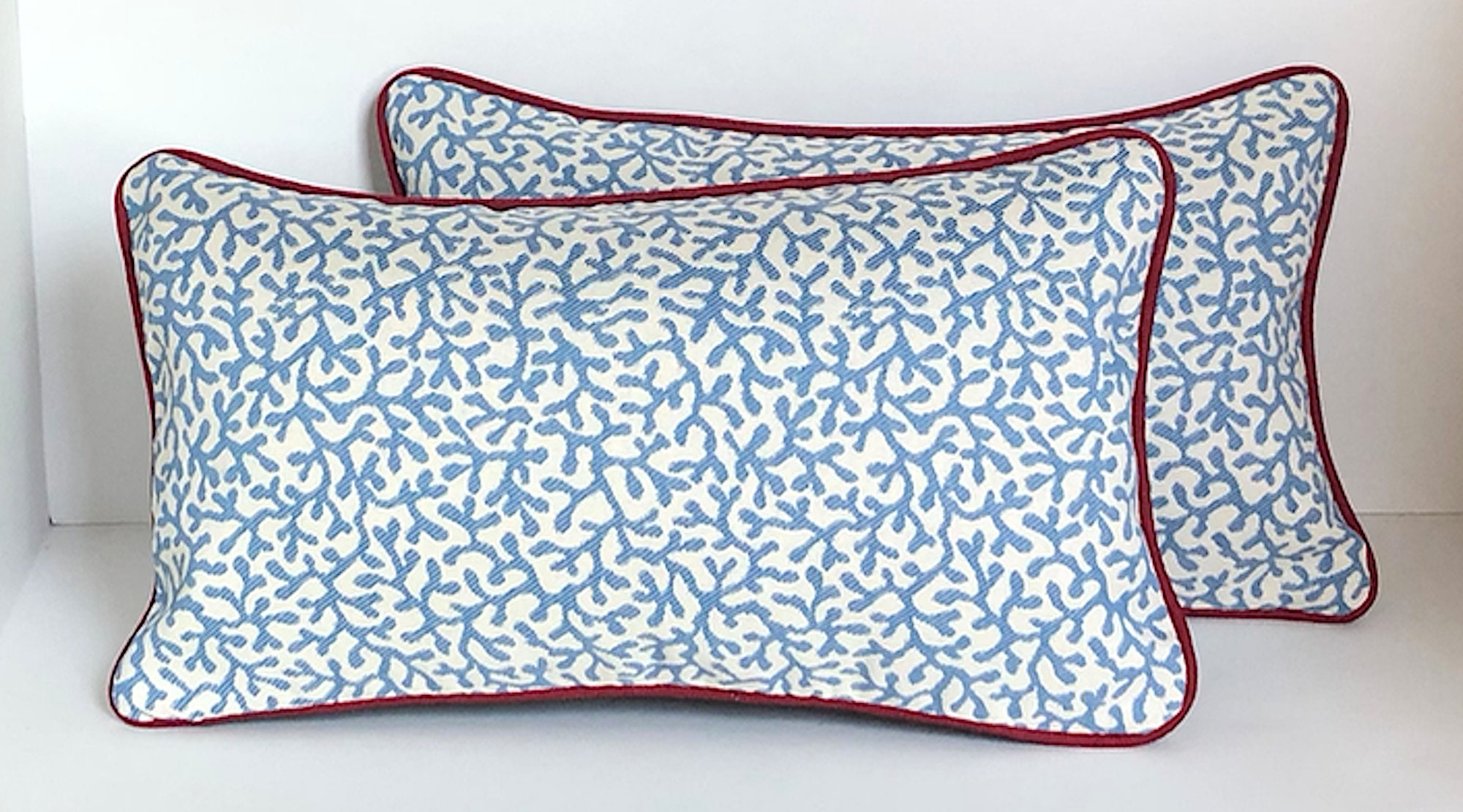 Blue Coastal Lumbar Pillow Designer Pillow Cover Beach Decor Etsy