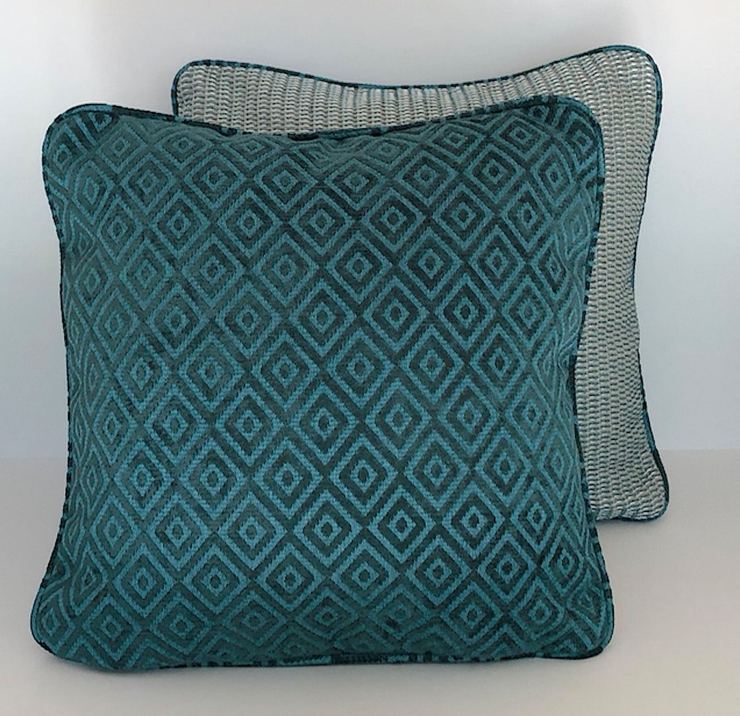 Aqua Velvet Pillow Cover Reversible Pillow Cover Diamond Etsy UK