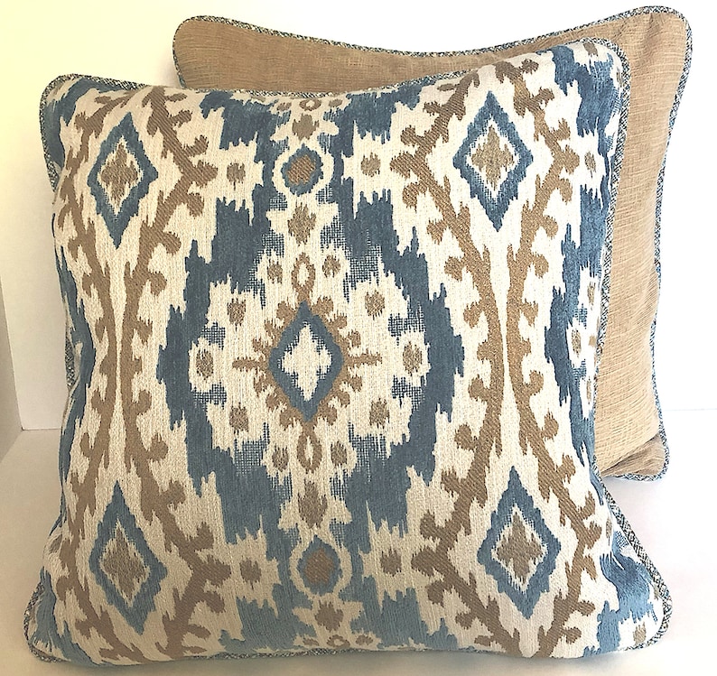 Ikat Floor Pillow Blue Traditional Cotton One Reversible Ikat Floor Pillow Blue Traditional Cotton One Reversible