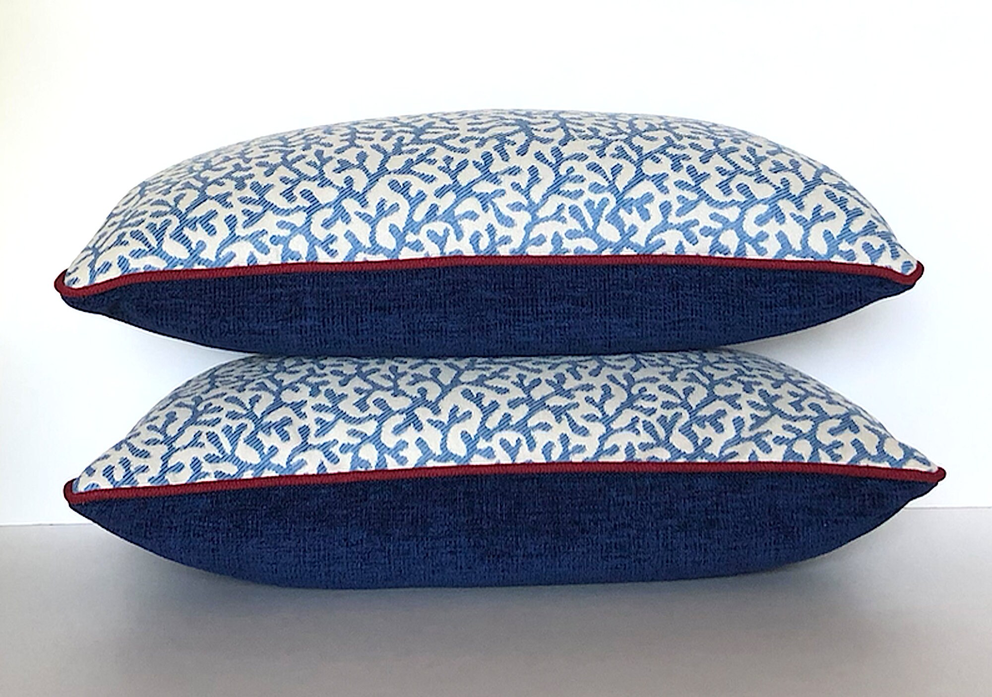 Blue Coastal Lumbar Pillow Designer Pillow Cover Beach Decor Etsy