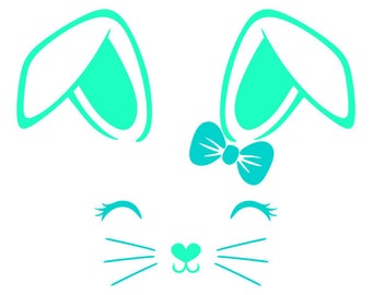 Bunny And Drops Art Etsy - bunny face bow easter rabbit face cuttable design drop png dxf svg eps file silhouette designs cameo