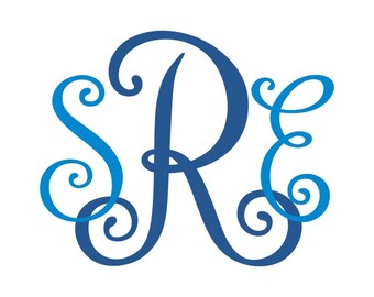 Ava Curlz Curly Monogram Font Cuttable Design PNG DXF SVG & eps Decal Files Silhouette Designs Cameo