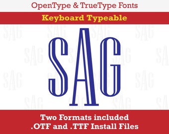 Bain Monogram Installable Font True Type format truetype TTF & .OTF Monogram Silhouette, Cricut, Design Space, Microsoft Word